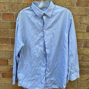 Vintage Armani Button Up Dress Shirt Size 17 Large Blue
